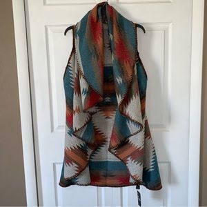 Montana Aztec Patterned Open Front Vest